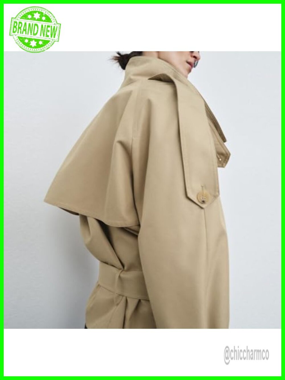 Jackets & Coats | Cropped Trench Coat For Women Funnel Neck Double ...